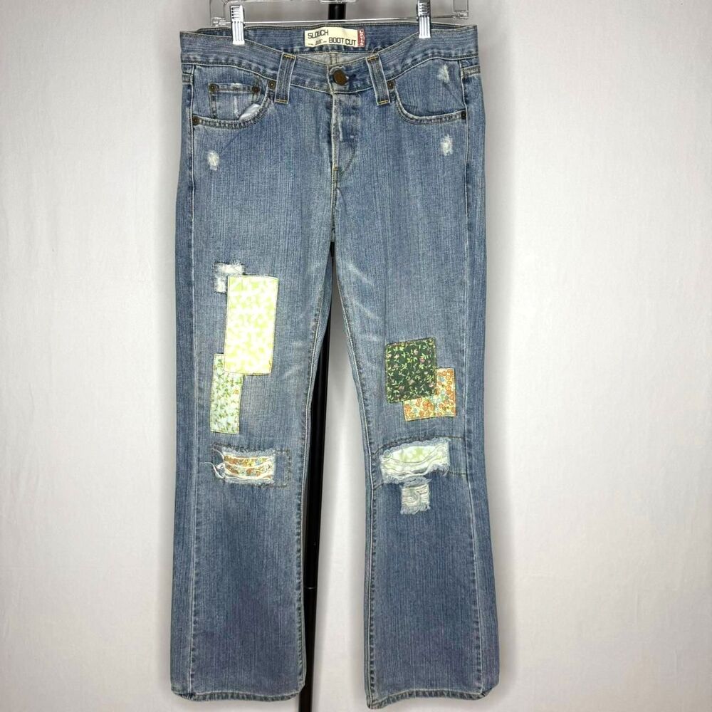 Levi's Slouch Bootcut Patchwork Jeans Size 9 - image 1